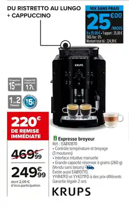 Carrefour KRUPS Expresso broyeur offre