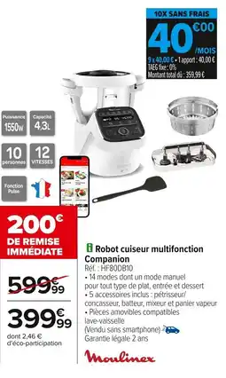 Carrefour MOULINEX Robot cuiseur multifonction Companion offre