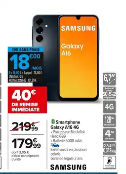 Carrefour SAMSUNG Smartphone Galaxy A16 4G offre