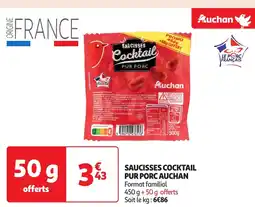 Auchan AUCHAN Saucisses cocktail pur porc offre