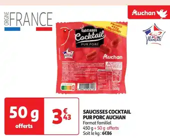 Auchan AUCHAN Saucisses cocktail pur porc offre
