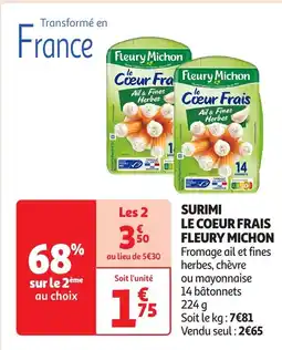 Auchan FLEURY MICHON Surimi le coeur frais offre