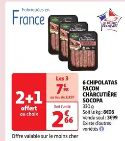 Auchan SOCOPA 6 chipolatas facon charcutière offre