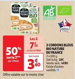 Auchan 2 cordons bleus bio nature de france offre