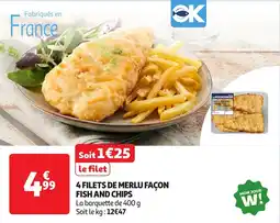 Auchan 4 filets de merlu façon fish and chips offre