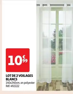Auchan Lot de 2 voilages blancs offre