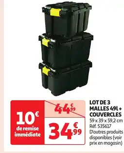 Auchan Lot de 3 malles 491 + couvercles offre