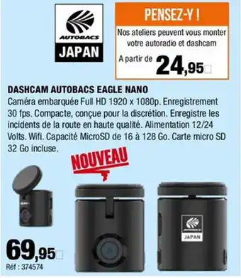Autobacs Dashcam autobacs eagle nano offre