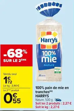 Carrefour Market HARRYS 100% pain de mie en tranches(m) offre