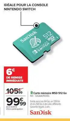 Carrefour Carte mémoire MSD 512 Go offre