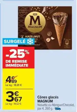 Carrefour Market Cônes glacés MAGNUM offre