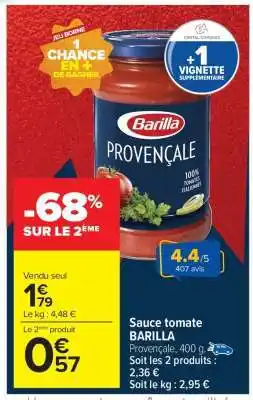 Carrefour Market Sauce tomate BARILLA Provençale offre