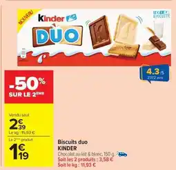 Carrefour Market BISCUITS DUO KINDER offre