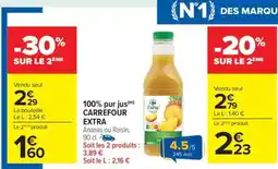Carrefour 100% pur jus CARREFOUR EXTRA Ananas ou Raisin offre