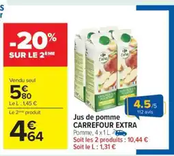 Carrefour Jus de pomme CARREFOUR EXTRA offre