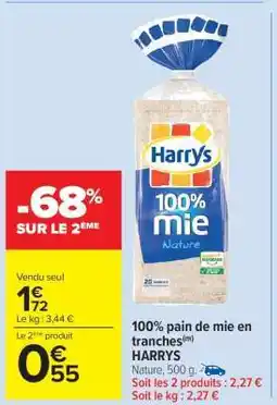 Carrefour Market HARRYS 100 % MIE NATURE offre