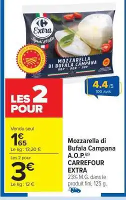 Carrefour Market Mozzarella di Bufala Campana A.O.P. CARREFOUR EXTRA offre