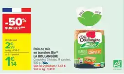 Carrefour Pain de mie en tranches Bio(n) LA BOULANGÈRE offre