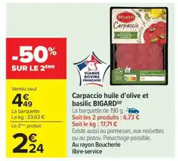 Carrefour Carpaccio huile d'olive et basilic BIGARD offre