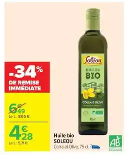 Carrefour Huile bio SOLEOU offre