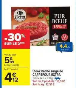 Carrefour Steak haché surgelée CARREFOUR EXTRA offre