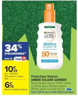 Carrefour Protections Solaires AMBRE SOLAIRE GARNIER offre