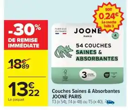 Carrefour Couches Saines & Absorbantes JOONE PARIS offre
