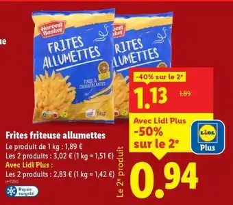 Lidl Frites friteuse allumettes offre