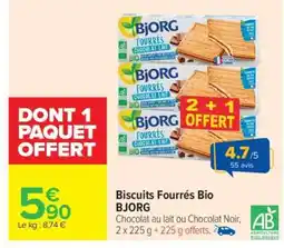 Carrefour BISCUITS FOURRÉS BIO BJORG offre