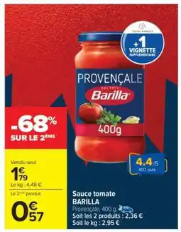 Carrefour Sauce Tomate Barilla offre