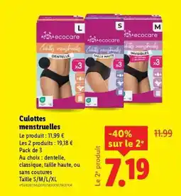 Lidl CULOTTES MENSTRUELLES offre
