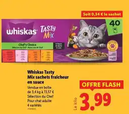 Lidl Whiskas Tasty Mix sachets fraîcheur en sauce offre