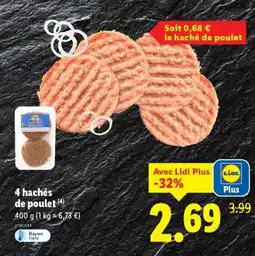 Lidl 4 hachés de poulet offre