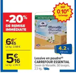 Carrefour Lessive en poudre CARREFOUR ESSENTIAL offre