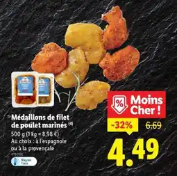 Lidl Médaillons de filet de poulet marinés offre