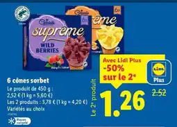 Lidl 6 cônes sorbet offre