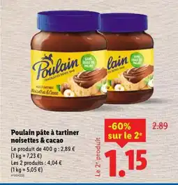 Lidl Poulain Pâte à tartiner noisettes & cacao offre