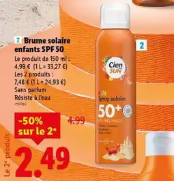 Lidl Brume solaire enfants SPF 50 offre