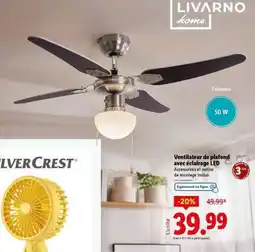 Lidl Ventilateur de plafond avec éclairage LED offre