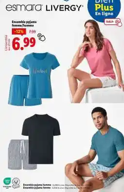 Lidl Ensemble pyjama femme/homme offre