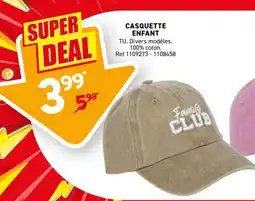 Trafic Casquette enfant offre