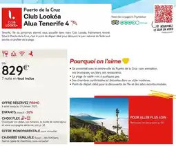 TUI Club lookéa alua tenerife 4 offre