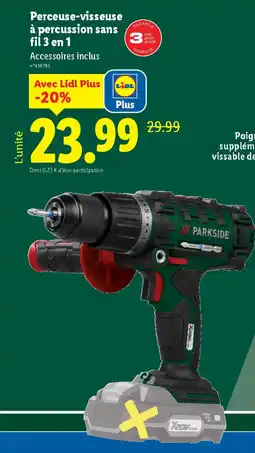 Lidl Perceuse visseuse à percussion sans fil 3 en 1 offre