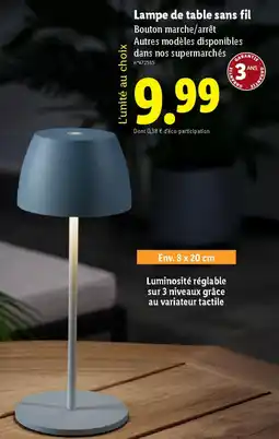 Lidl Lampe de table sans fil offre