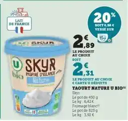 Hyper U Yaourt Nature U Bio offre