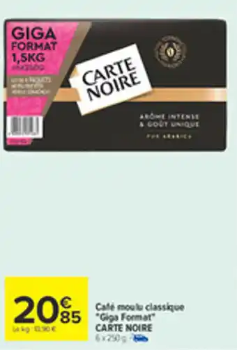 Carrefour CARTE NOIRE Café moulu classique offre