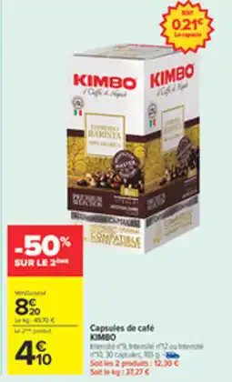 Carrefour KIMBO Capsules de café offre