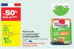 Carrefour LA BOULANGERE Pain de mie en tranches Bio offre