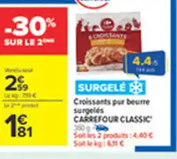 Carrefour CARREFOUR CLASSIC Croissants pur beurre surgelés offre