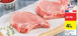 Carrefour Porc côte avec os a griller offre